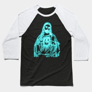 Sacred Heart of Jesus (blue neon) Baseball T-Shirt